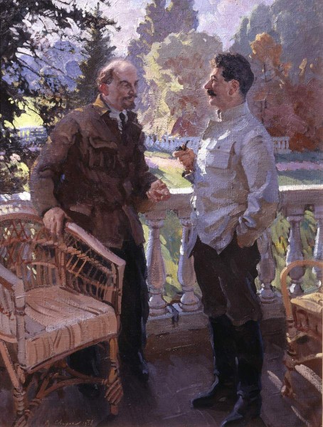 Сварог (Корочкин) В. С. В. Ленин и И. Сталин в Горки през 1923 г., 1938 г. Снимка:https://rusmuseumvrm.ru/